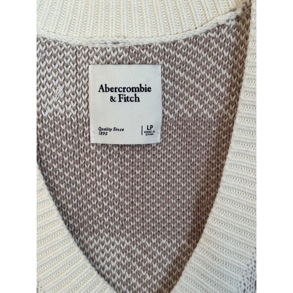 Abercrombie & Fitch Buffalo Check Sleeveless Sweater Dress Large Petite Cream - Picture 2 of 7